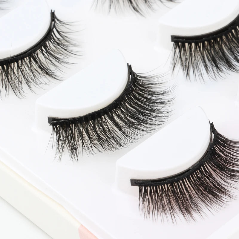 SHIDISHANGPIN 1/3/5/10 Pairs Magnetic Eyelashes Eyeliner 5 Magnet Natural Long False Lashes Set Magnetic Eyeliner Tweezer Makeup