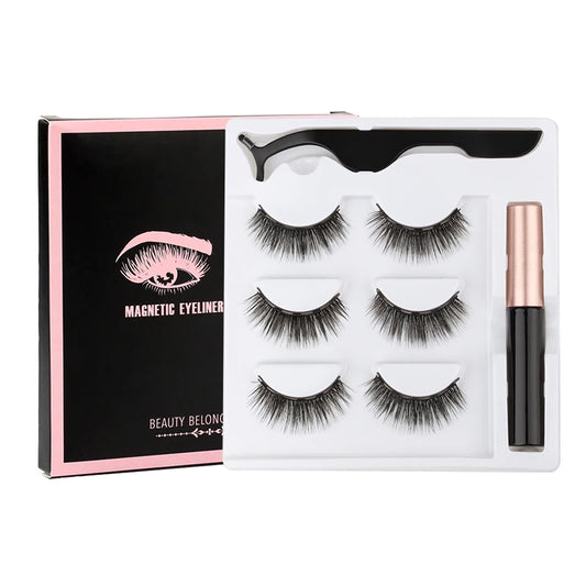 Magnetic Eyelashes 3D Mink Eyelashes Magnetic Eyeliner Magnetic Lashes Short False Lashes Lasting Handmade Eyelash Makeup Tools