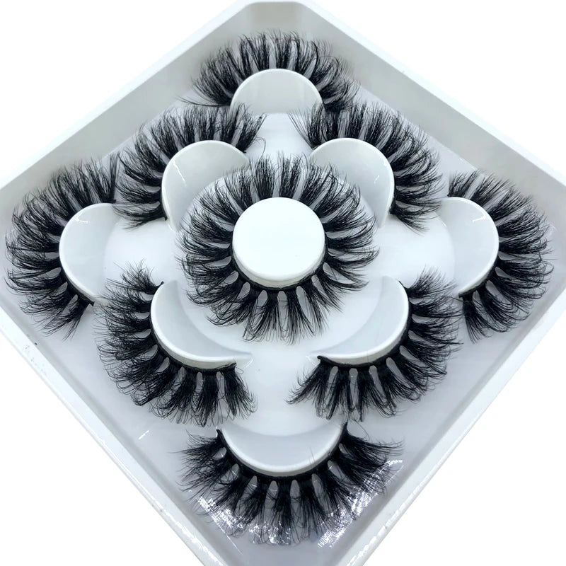 5 Pairs 3d Mink Dramatic Volume Lashes Bulk Faux Thick Long Wispy Natural Mink Lashes Pack Short Wholesales Natural False lashes