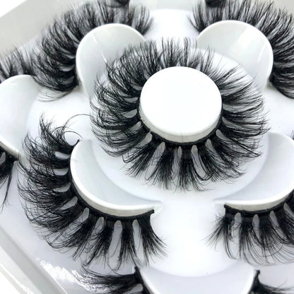 5 Pairs 3d Mink Dramatic Volume Lashes Bulk Faux Thick Long Wispy Natural Mink Lashes Pack Short Wholesales Natural False lashes