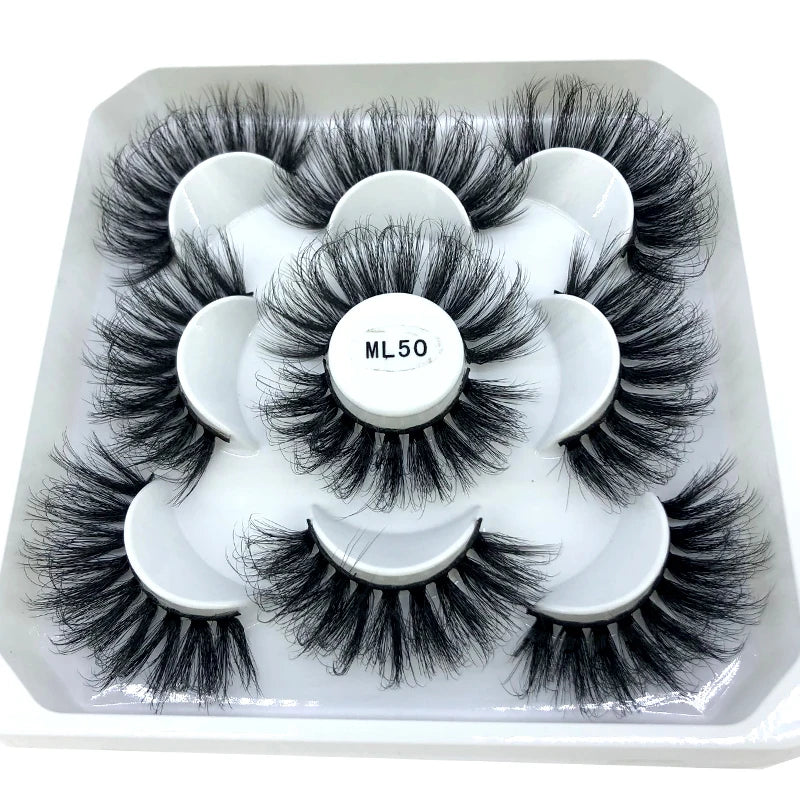 5 Pairs 3d Mink Dramatic Volume Lashes Bulk Faux Thick Long Wispy Natural Mink Lashes Pack Short Wholesales Natural False lashes