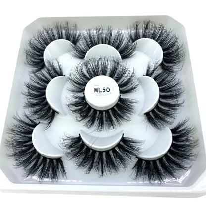 5 Pairs 3d Mink Dramatic Volume Lashes Bulk Faux Thick Long Wispy Natural Mink Lashes Pack Short Wholesales Natural False lashes