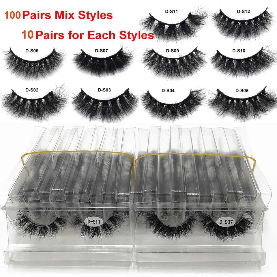 3D Mink Lashes 10-100 Pairs Real Mink Wholesale Makeup Eyelashes Vendor False Eyelash Extension Supplies Natural Full Fake Lash