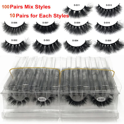 3D Mink Lashes 10-100 Pairs Real Mink Wholesale Makeup Eyelashes Vendor False Eyelash Extension Supplies Natural Full Fake Lash