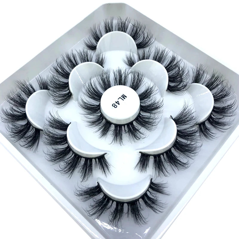 5 Pairs 3d Mink Dramatic Volume Lashes Bulk Faux Thick Long Wispy Natural Mink Lashes Pack Short Wholesales Natural False lashes