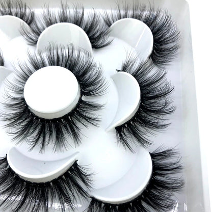 5 Pairs 3d Mink Dramatic Volume Lashes Bulk Faux Thick Long Wispy Natural Mink Lashes Pack Short Wholesales Natural False lashes