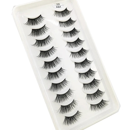 New 10 Pairs Crisscross Half Eye Lashes Natural False eyelashes Handmade 3D Mink Lashes Makeup Tools Reusable Eyelash Extension
