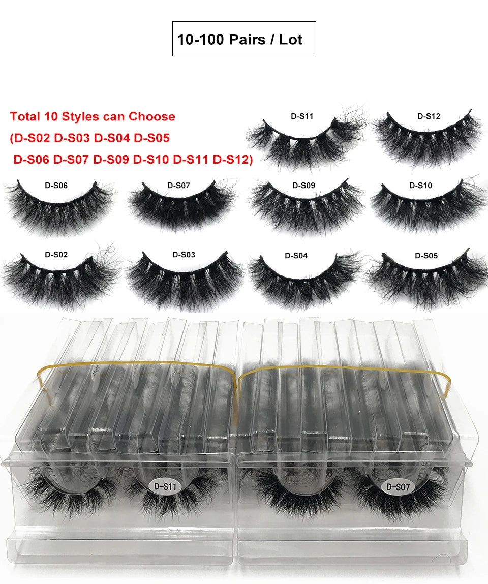 3D Mink Lashes 10-100 Pairs Real Mink Wholesale Makeup Eyelashes Vendor False Eyelash Extension Supplies Natural Full Fake Lash