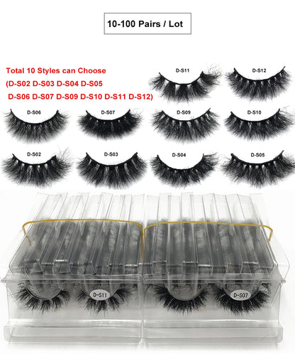3D Mink Lashes 10-100 Pairs Real Mink Wholesale Makeup Eyelashes Vendor False Eyelash Extension Supplies Natural Full Fake Lash