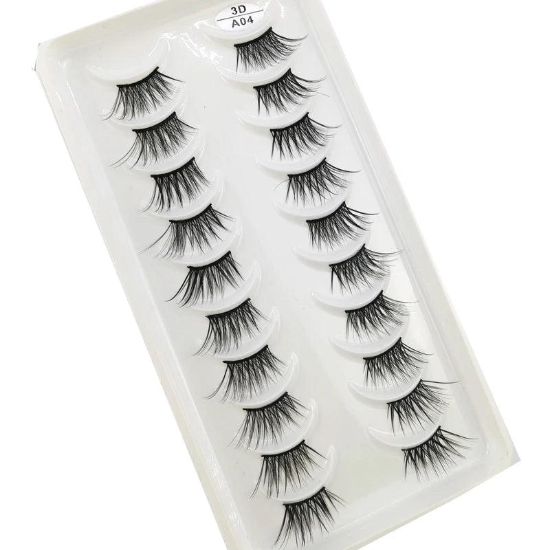 New 10 Pairs Crisscross Half Eye Lashes Natural False eyelashes Handmade 3D Mink Lashes Makeup Tools Reusable Eyelash Extension