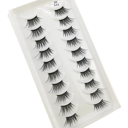 New 10 Pairs Crisscross Half Eye Lashes Natural False eyelashes Handmade 3D Mink Lashes Makeup Tools Reusable Eyelash Extension