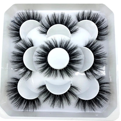 5 Pairs 3d Mink Dramatic Volume Lashes Bulk Faux Thick Long Wispy Natural Mink Lashes Pack Short Wholesales Natural False lashes