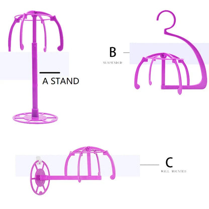 Multifunctional Adjustable Wig Stand Plastic Hat Display Wig Head Holders Portable Folding Wig Stable Tools