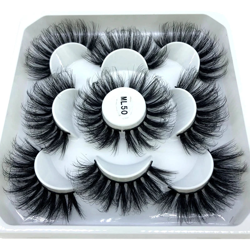 5 Pairs 3d Mink Dramatic Volume Lashes Bulk Faux Thick Long Wispy Natural Mink Lashes Pack Short Wholesales Natural False lashes