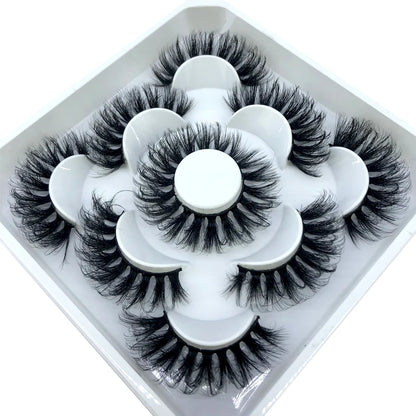 5 Pairs 3d Mink Dramatic Volume Lashes Bulk Faux Thick Long Wispy Natural Mink Lashes Pack Short Wholesales Natural False lashes