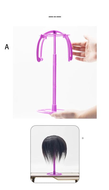 Multifunctional Adjustable Wig Stand Plastic Hat Display Wig Head Holders Portable Folding Wig Stable Tools