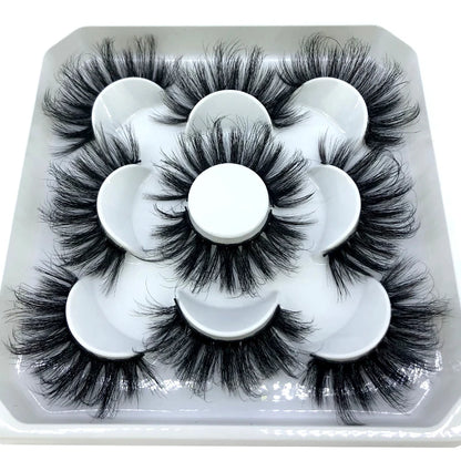 5 Pairs 3d Mink Dramatic Volume Lashes Bulk Faux Thick Long Wispy Natural Mink Lashes Pack Short Wholesales Natural False lashes