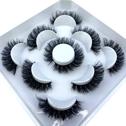 5 Pairs 3d Mink Dramatic Volume Lashes Bulk Faux Thick Long Wispy Natural Mink Lashes Pack Short Wholesales Natural False lashes