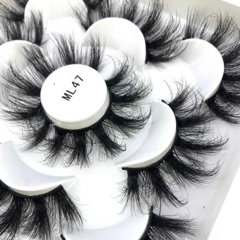 5 Pairs 3d Mink Dramatic Volume Lashes Bulk Faux Thick Long Wispy Natural Mink Lashes Pack Short Wholesales Natural False lashes