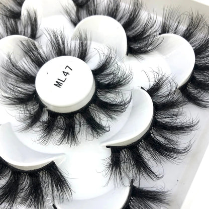 5 Pairs 3d Mink Dramatic Volume Lashes Bulk Faux Thick Long Wispy Natural Mink Lashes Pack Short Wholesales Natural False lashes