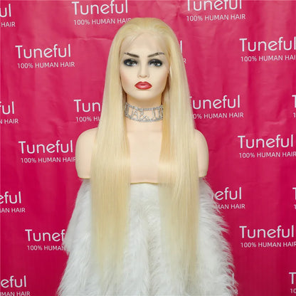13x6 HD Transparent 613 Blonde Lace Frontal Human Hair Wigs Brazilian Straight Lace Front Human Hair Wigs Can Be Dyed Any Color