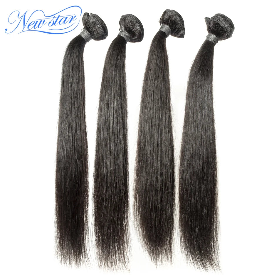 New Star Straight Virgin Hair 4Pcs Weft Brazilian 11A Human Hair Bundles Raw Hair Unprocessed Thick Hair Weaving Extension