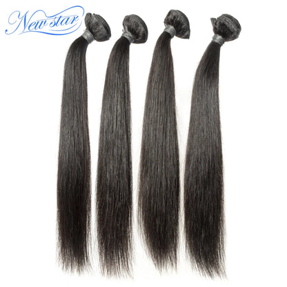 New Star Straight Virgin Hair 4Pcs Weft Brazilian 11A Human Hair Bundles Raw Hair Unprocessed Thick Hair Weaving Extension