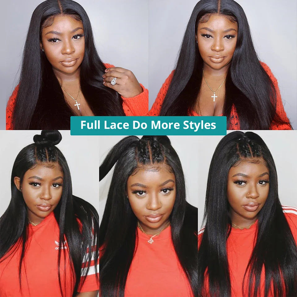 Allove Full Lace Human Hair Wig  Transparent Lace Frontal Wig Bone Straight Lace Front Wig Brazilian Remy Hair Wigs