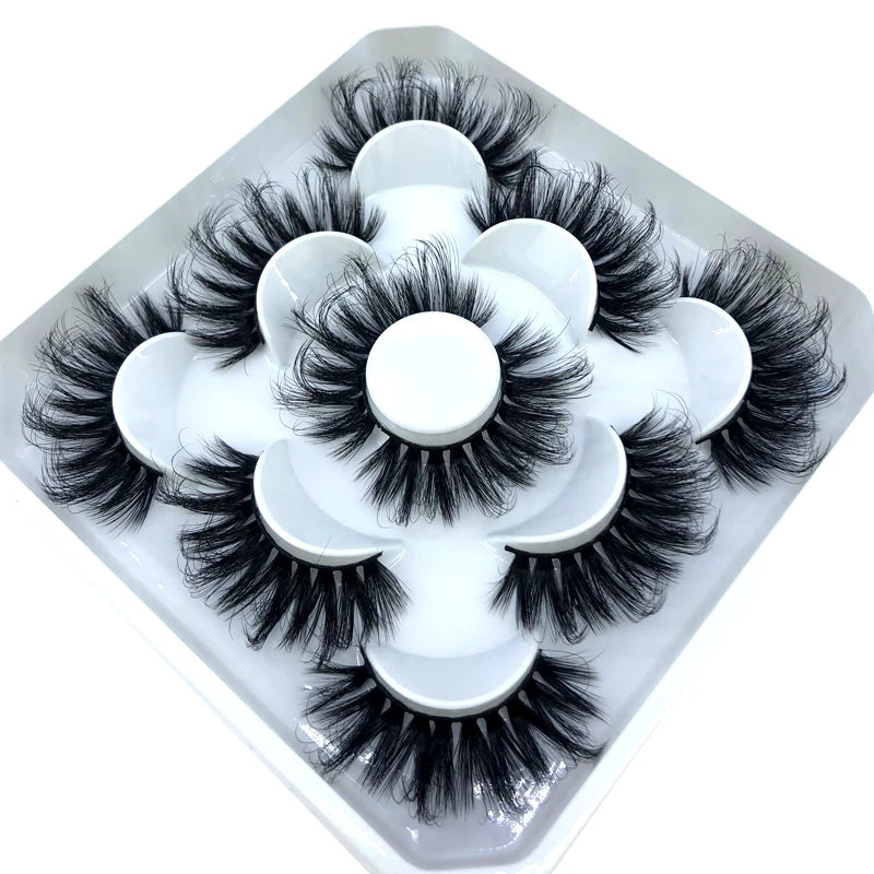 5 Pairs 3d Mink Dramatic Volume Lashes Bulk Faux Thick Long Wispy Natural Mink Lashes Pack Short Wholesales Natural False lashes