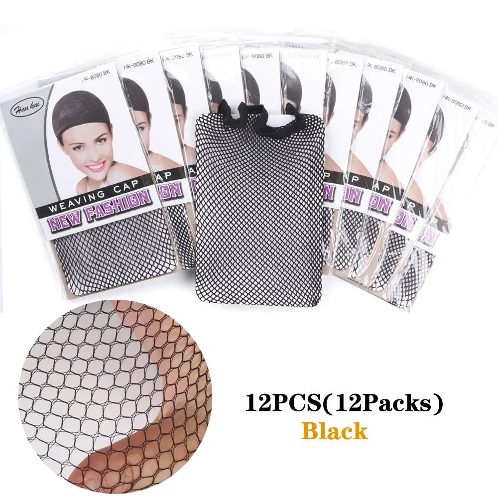 24Pieces (12 Packs) Wig Cap Fashion Stretchable Hair Nets 2Pcs/Pack Stocking Hair Cap Free Size Nylon Mesh Wig Net