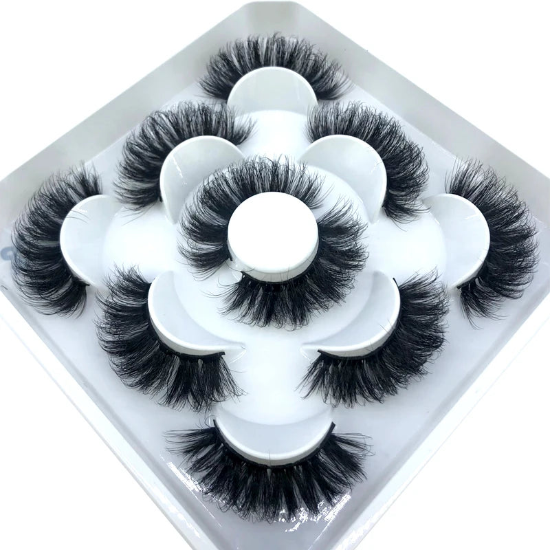 5 Pairs 3d Mink Dramatic Volume Lashes Bulk Faux Thick Long Wispy Natural Mink Lashes Pack Short Wholesales Natural False lashes