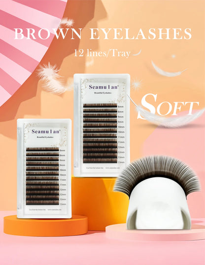 Brown Faux Mink Individual Eyelash Lashes Maquiagem Cilios For Professionals Soft Mink Eyelash Extension