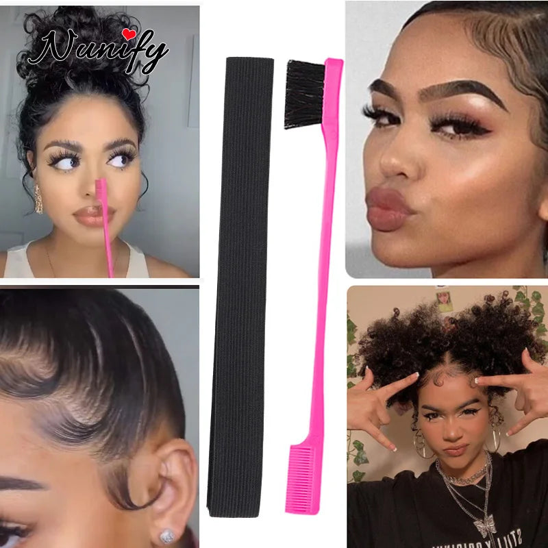 Edge Laying Scarf Elastic Headband For Wigs Lace Frontal 3Pcs Lace Melting Band With 1Pcs Double Side Edge Control Hair Comb