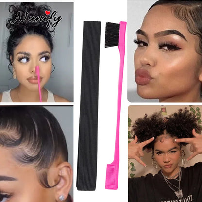 Edge Laying Scarf Elastic Headband For Wigs Lace Frontal 3Pcs Lace Melting Band With 1Pcs Double Side Edge Control Hair Comb