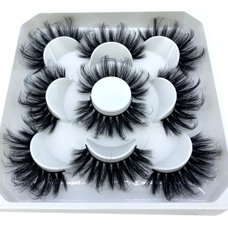 5 Pairs 3d Mink Dramatic Volume Lashes Bulk Faux Thick Long Wispy Natural Mink Lashes Pack Short Wholesales Natural False lashes
