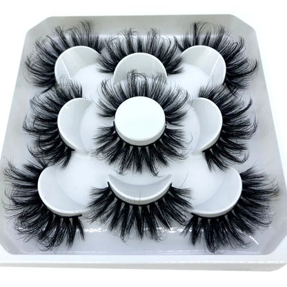 5 Pairs 3d Mink Dramatic Volume Lashes Bulk Faux Thick Long Wispy Natural Mink Lashes Pack Short Wholesales Natural False lashes