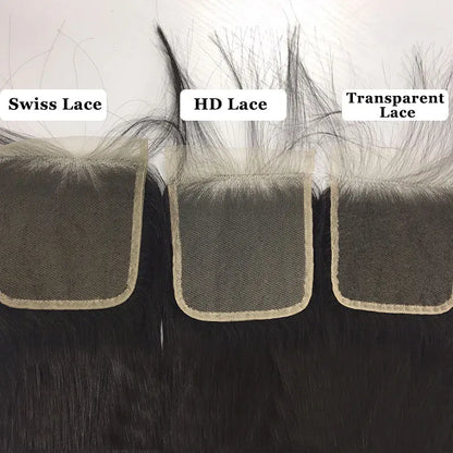 4x4 HD Lace Closure Straight Virgin Human Hair 13x4 Swiss Lace Frontal 6x6 HD Lace Closure Natural Color Pre-Plucked Hairline