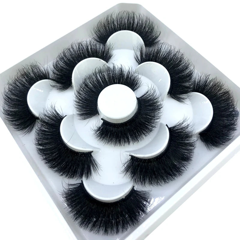 5 Pairs 3d Mink Dramatic Volume Lashes Bulk Faux Thick Long Wispy Natural Mink Lashes Pack Short Wholesales Natural False lashes