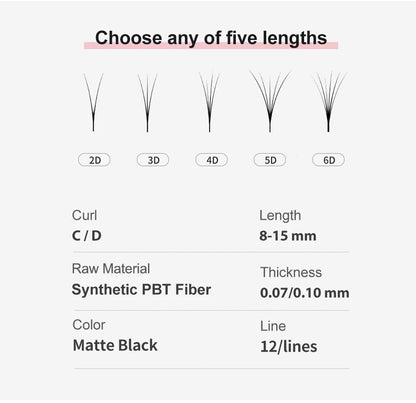 NATUHANA 3D 4D 5D 6D False Lashes Premade Russian Volume Fans Individual Faux Mink Pre made Volume Fans Eyelash Extensions