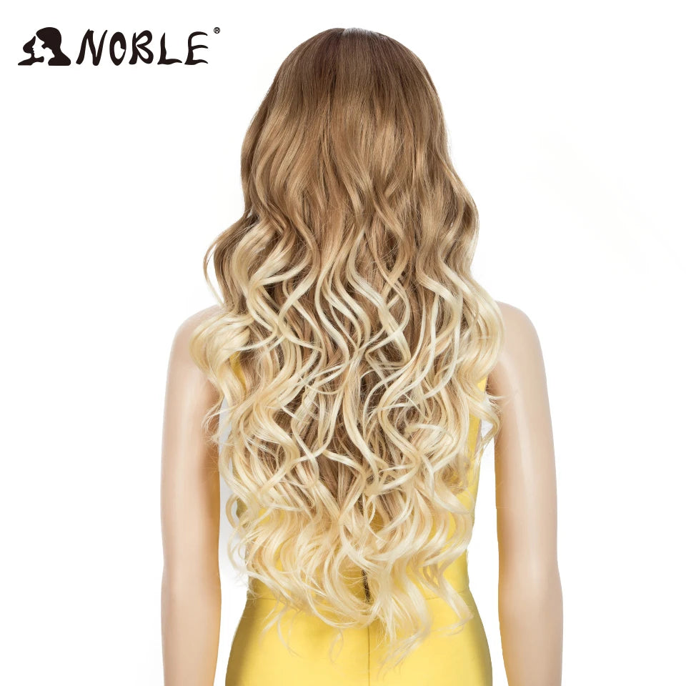 Noble Cosplay Lace Front Wig 30 Inch Lace  Long Wavy 360 0mbre Blonde Wig Red African American Synthetic Wigs For Black Women