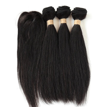 Kinky Curly Bundles With Closure Natural Human Hair Bundles Short Indian Hair Bundles With Circular Closure
