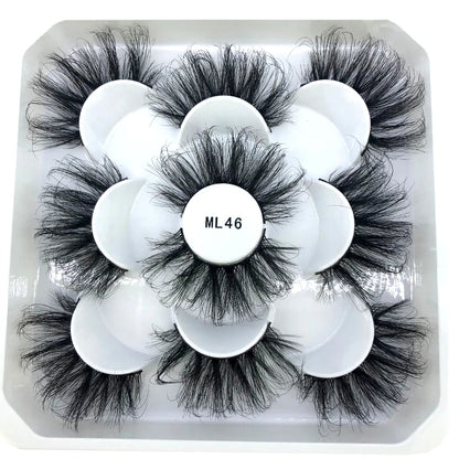 5 Pairs 3d Mink Dramatic Volume Lashes Bulk Faux Thick Long Wispy Natural Mink Lashes Pack Short Wholesales Natural False lashes