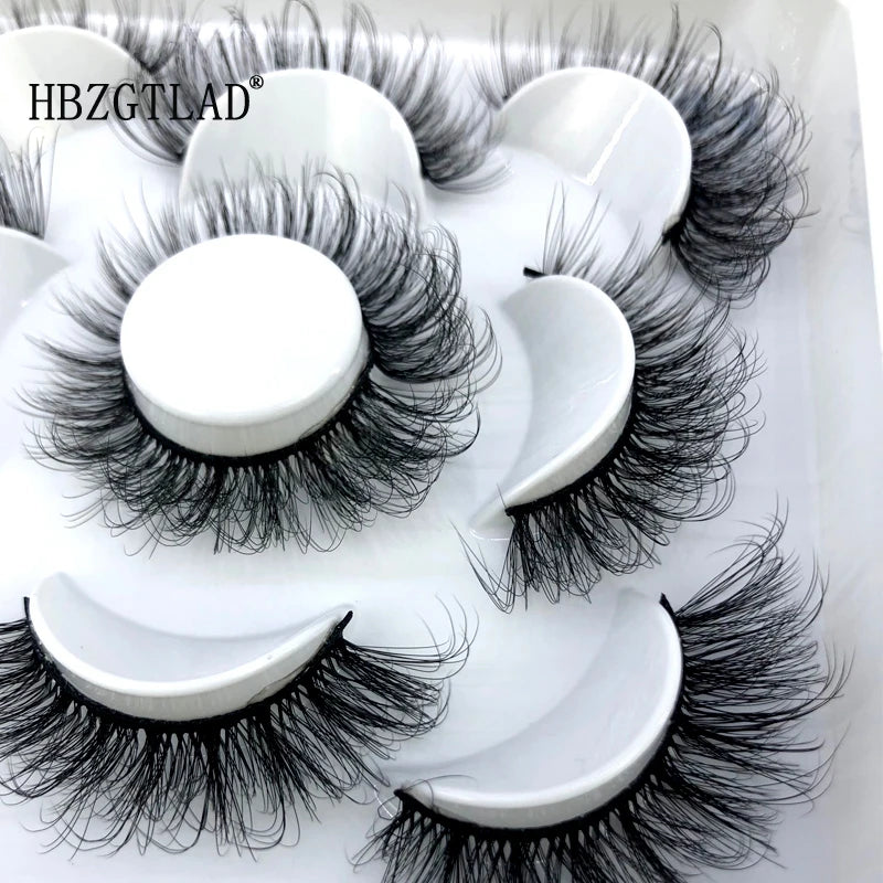 5 Pairs 3d Mink Dramatic Volume Lashes Bulk Faux Thick Long Wispy Natural Mink Lashes Pack Short Wholesales Natural False lashes