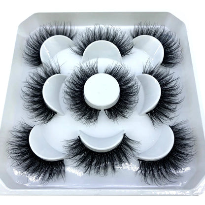 5 Pairs 3d Mink Dramatic Volume Lashes Bulk Faux Thick Long Wispy Natural Mink Lashes Pack Short Wholesales Natural False lashes