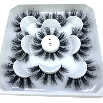 5 Pairs 3d Mink Dramatic Volume Lashes Bulk Faux Thick Long Wispy Natural Mink Lashes Pack Short Wholesales Natural False lashes
