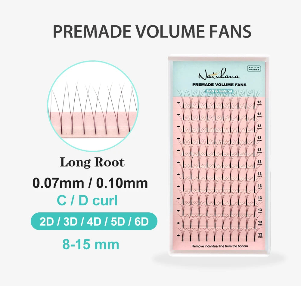NATUHANA 3D 4D 5D 6D False Lashes Premade Russian Volume Fans Individual Faux Mink Pre made Volume Fans Eyelash Extensions