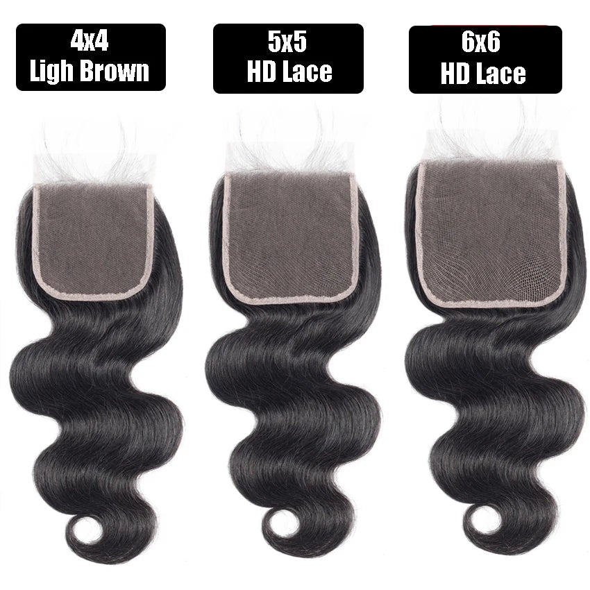 4x4 5x5 6x6 HD Lace Closure Only Body Wave Transparent Lace Frontal Closures Remy Brazilian Human Hair Lemoda HD Lace Closure