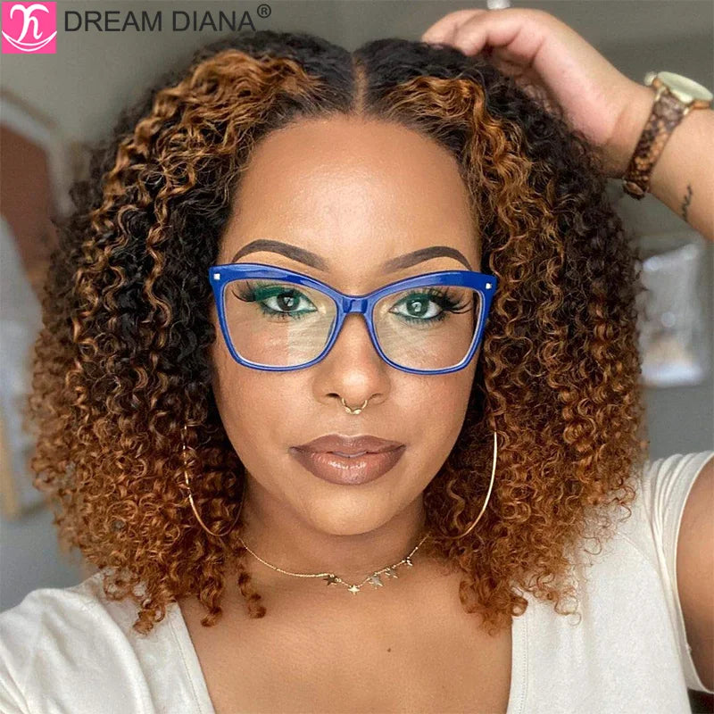 DreamDiana Mongolian Kinky Curly Hair Bundles Ombre Curly Hair 3/4 Bundles T1B/30 Remy Afro Kinky Curly Bundles 100% Human Hair