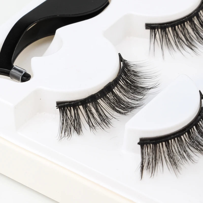 SHIDISHANGPIN 1/3/5/10 Pairs Magnetic Eyelashes Eyeliner 5 Magnet Natural Long False Lashes Set Magnetic Eyeliner Tweezer Makeup