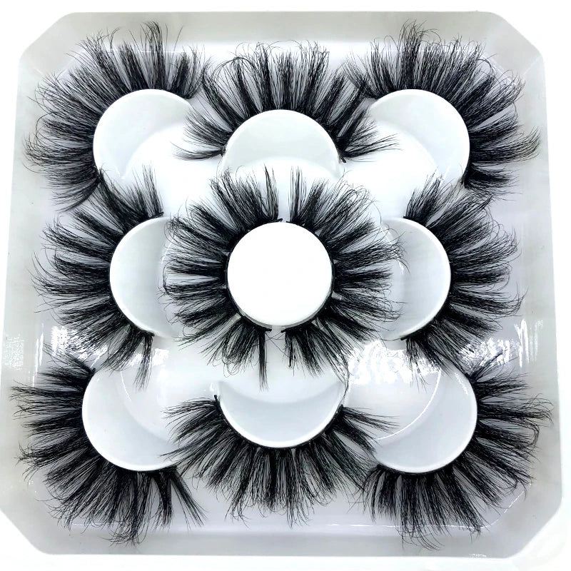 5 Pairs 3d Mink Dramatic Volume Lashes Bulk Faux Thick Long Wispy Natural Mink Lashes Pack Short Wholesales Natural False lashes